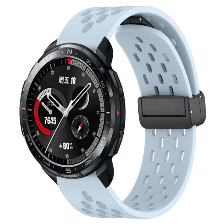 For Honor Watch GS Pro 22mm Folding Magnetic Clasp Silicone Watch Band(Light Blue)