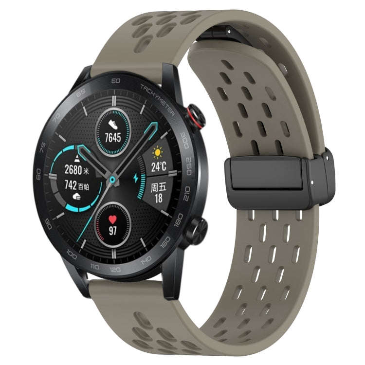 For Honor Magic Watch 2 46mm 22mm Folding Magnetic Clasp Silicone Watch Band(Space Ash)