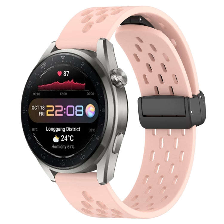 For Huawei Watch 3 Pro New 22mm Folding Magnetic Clasp Silicone Watch Band(Pink)