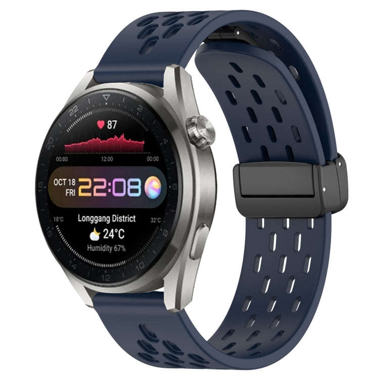 For Huawei Watch 3 Pro New 22mm Folding Magnetic Clasp Silicone Watch Band(Midnight Blue)