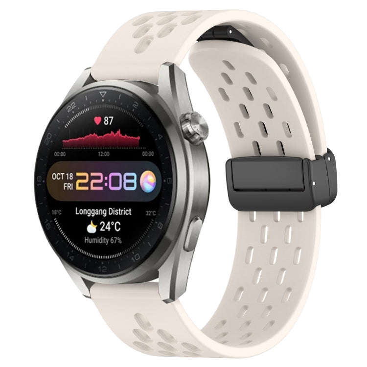 For Huawei Watch 3 Pro New 22mm Folding Magnetic Clasp Silicone Watch Band(Starlight Color)