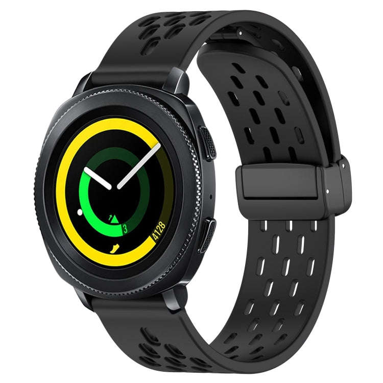 For Samsung Galaxy Gear Sport 20mm Folding Magnetic Clasp Silicone Watch Band(Black)