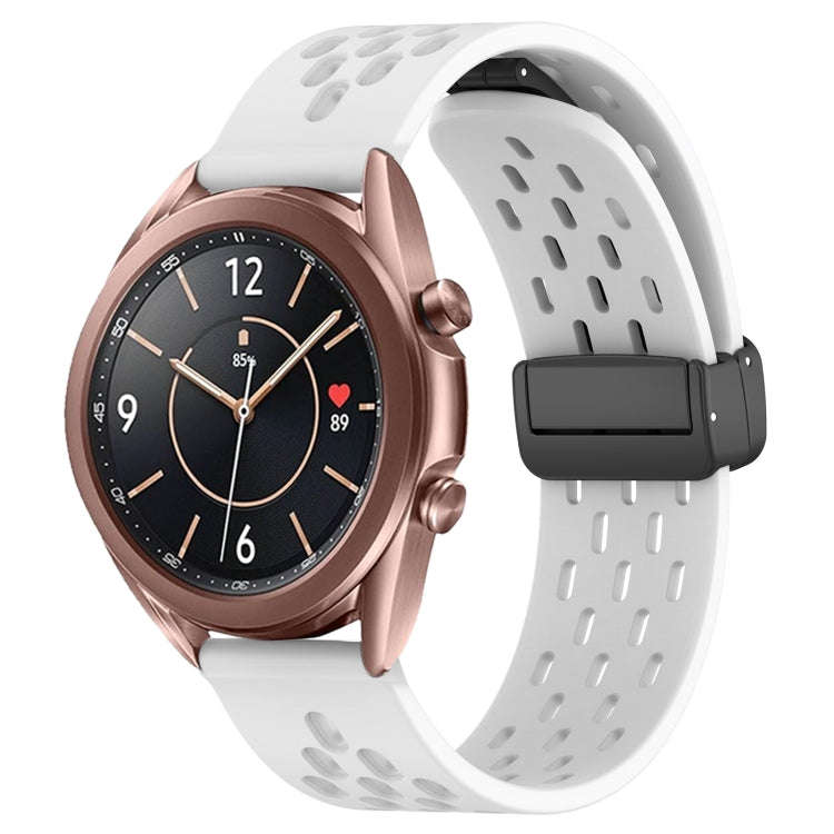 For Samsung Galaxy Watch3 41mm 20mm Folding Magnetic Clasp Silicone Watch Band(White)