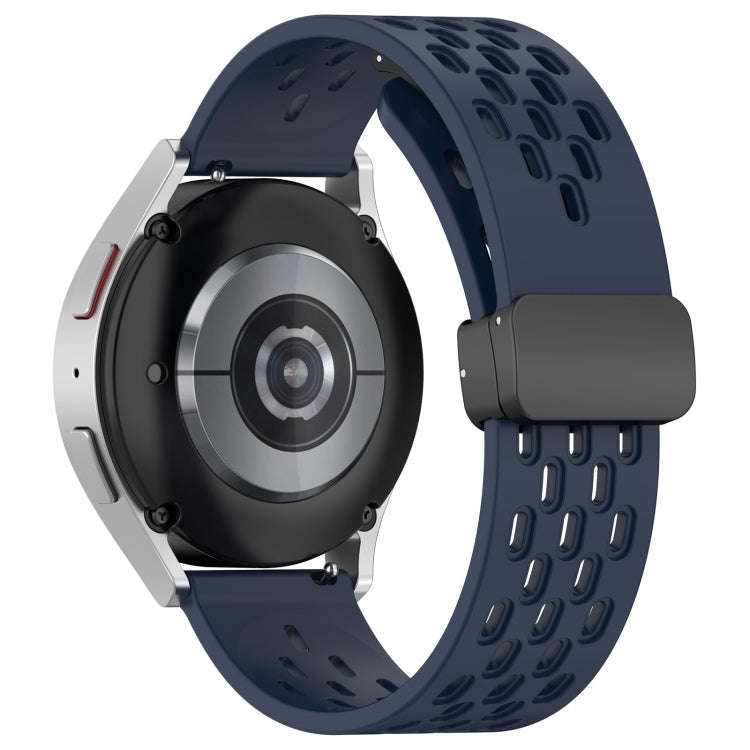 For Samsung Galaxy Watch3 41mm 20mm Folding Magnetic Clasp Silicone Watch Band(Midnight Blue)
