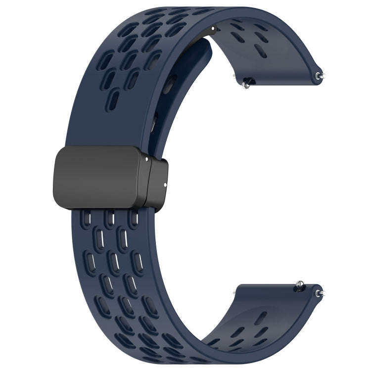 For Samsung Galaxy Watch3 41mm 20mm Folding Magnetic Clasp Silicone Watch Band(Midnight Blue)