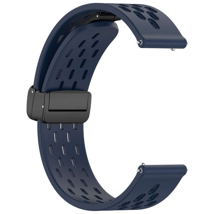 For Samsung Galaxy Watch3 41mm 20mm Folding Magnetic Clasp Silicone Watch Band(Midnight Blue)