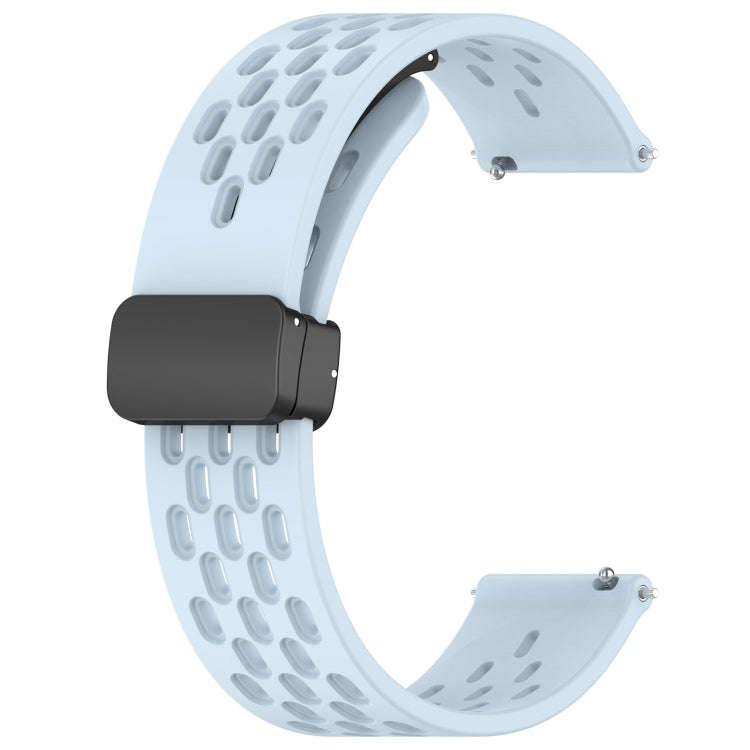 For Samsung Galaxy Watch3 41mm 20mm Folding Magnetic Clasp Silicone Watch Band(Light Blue)