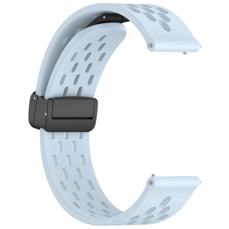 For Samsung Galaxy Watch3 41mm 20mm Folding Magnetic Clasp Silicone Watch Band(Light Blue)