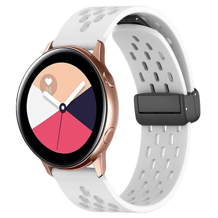For Samsung Galaxy Watch Active 20mm Folding Magnetic Clasp Silicone Watch Band(White)
