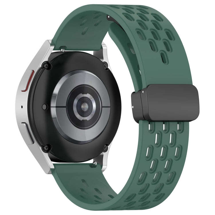 For Samsung Galaxy Watch Active 20mm Folding Magnetic Clasp Silicone Watch Band(Dark Green)