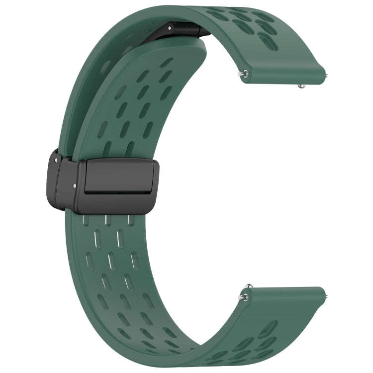 For Samsung Galaxy Watch Active 20mm Folding Magnetic Clasp Silicone Watch Band(Dark Green)