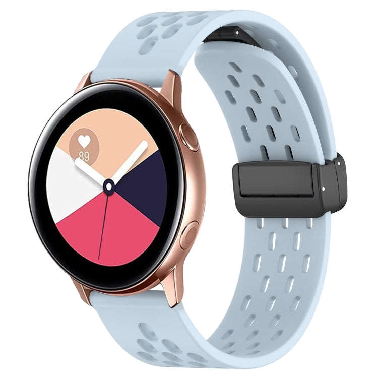 For Samsung Galaxy Watch Active 20mm Folding Magnetic Clasp Silicone Watch Band(Light Blue)