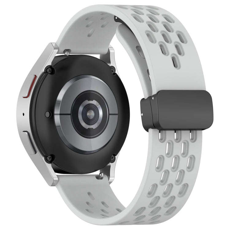 For Samsung Galaxy Watch Active 20mm Folding Magnetic Clasp Silicone Watch Band(Light Gray)