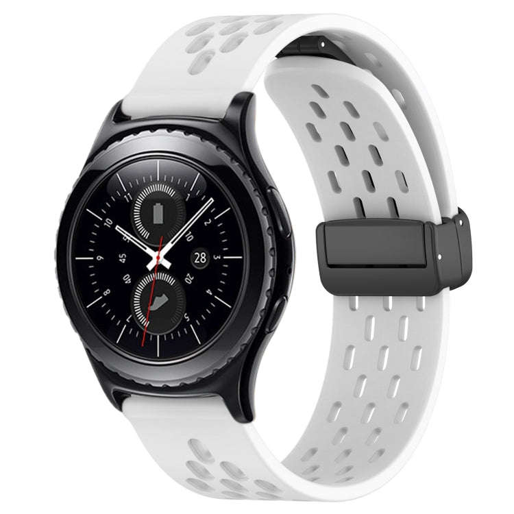For Samsung Gear S2 Classic 20mm Folding Magnetic Clasp Silicone Watch Band(White)