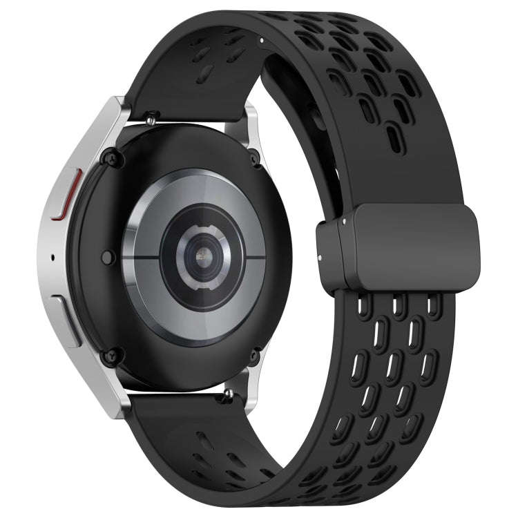 For Samsung Gear S2 Classic 20mm Folding Magnetic Clasp Silicone Watch Band(Black)