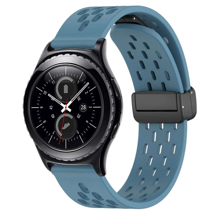 For Samsung Gear S2 Classic 20mm Folding Magnetic Clasp Silicone Watch Band(Blue)
