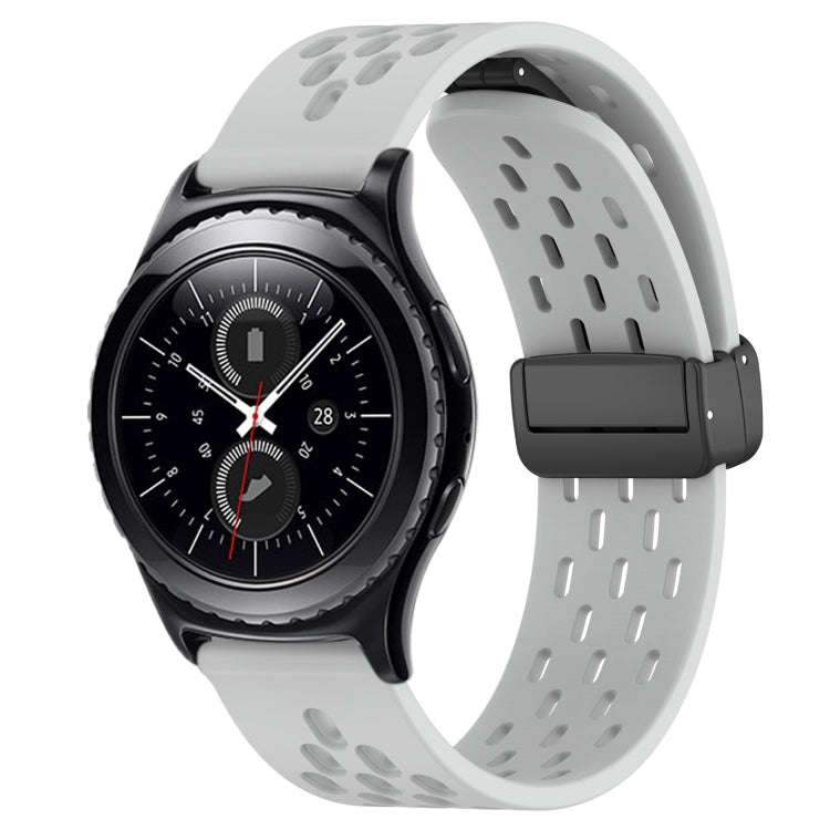 For Samsung Gear S2 Classic 20mm Folding Magnetic Clasp Silicone Watch Band(Light Gray)