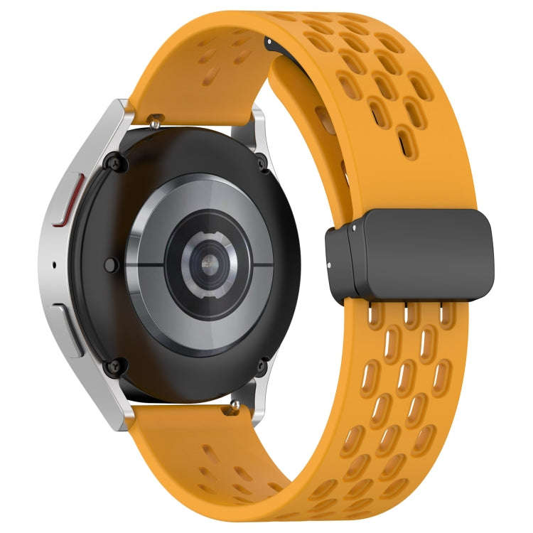 For Samsung Gear S2 Classic 20mm Folding Magnetic Clasp Silicone Watch Band(Yellow)