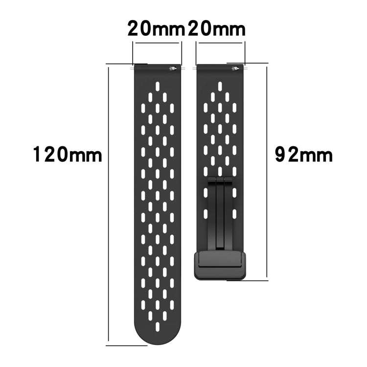 For Samsung Galaxy Watch Active 20mm Folding Magnetic Clasp Silicone Watch Band(Blue)