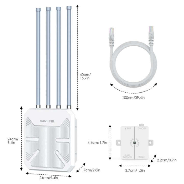 WAVLINK WN573HX1 WiFi 6 AX1800 IP67 Waterproof Outdoor Dual Band Wireless WiFi Routers, Plug:AU Plug