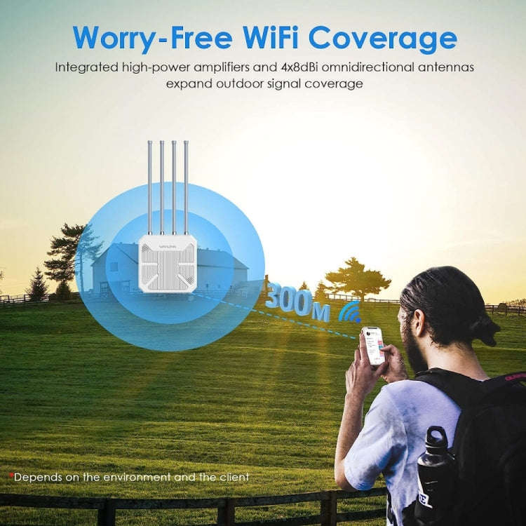 WAVLINK WN573HX1 WiFi 6 AX1800 IP67 Waterproof Outdoor Dual Band Wireless WiFi Routers, Plug:AU Plug
