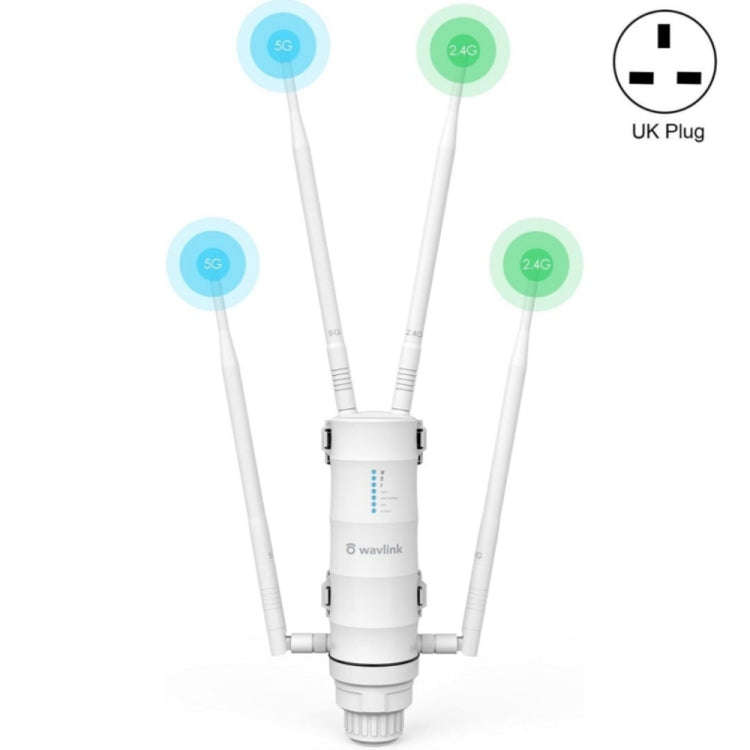 WAVLINK WN572HP3 AC1200 Dual Band Weatherproof Wireless Router Outdoor WiFi Extender, Plug:UK Plug