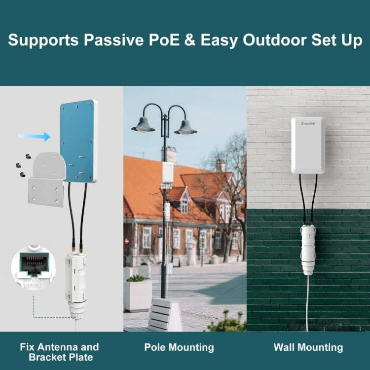 WAVLINK WN570HP2 Outdoor Weatherproof 300Mps WiFi Extender Wireless AP Repeater, Plug:EU Plug