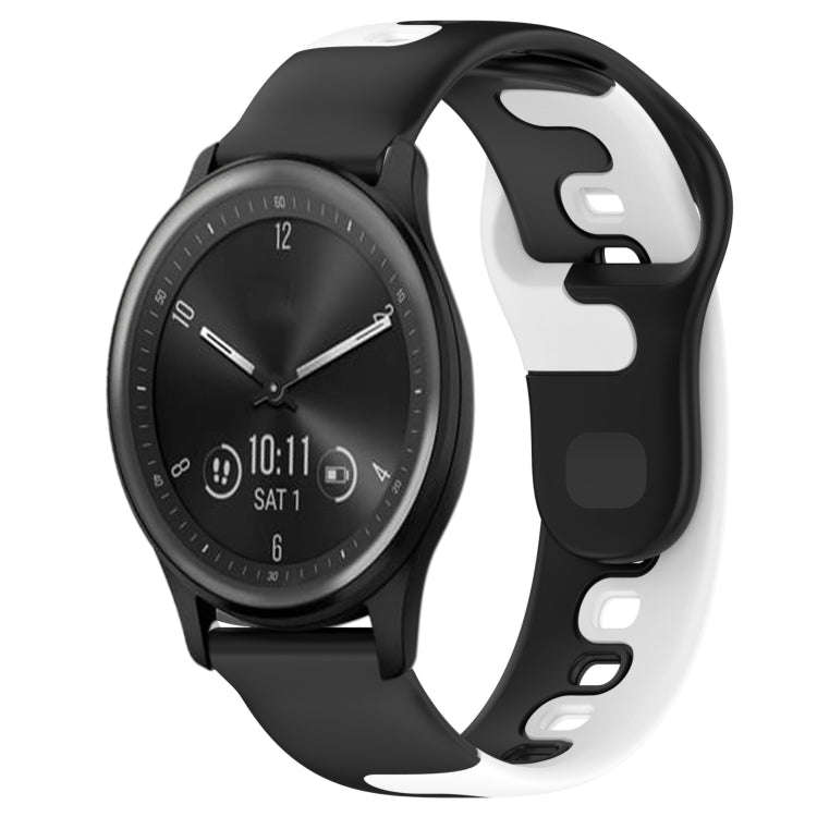 For Garmin Vivomove Sport 20mm Double Color Silicone Watch Band(Black+White)