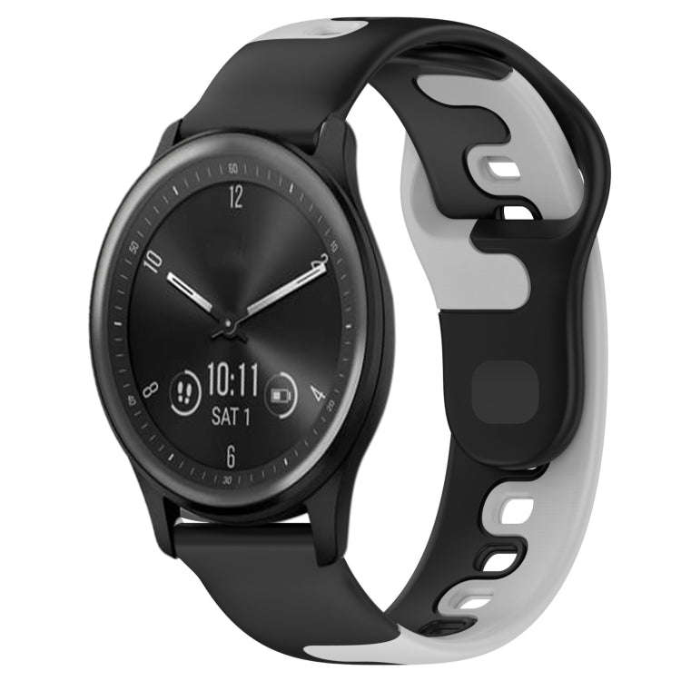 For Garmin Vivomove Sport 20mm Double Color Silicone Watch Band(Black+Grey)