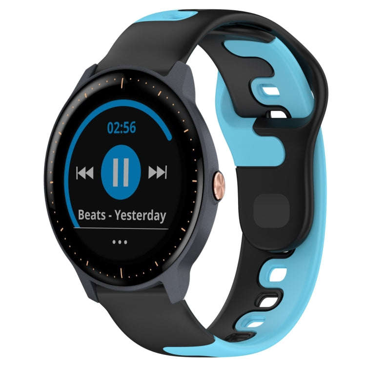 For Garmin Vivoactive3 Music 20mm Double Color Silicone Watch Band(Black+Blue)