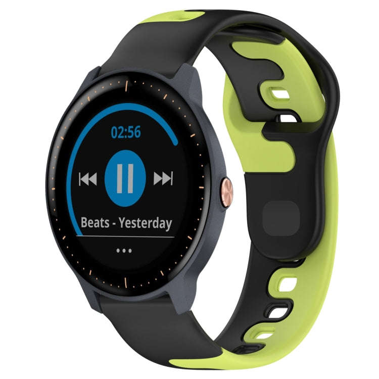 For Garmin Vivoactive3 Music 20mm Double Color Silicone Watch Band(Black+Green)