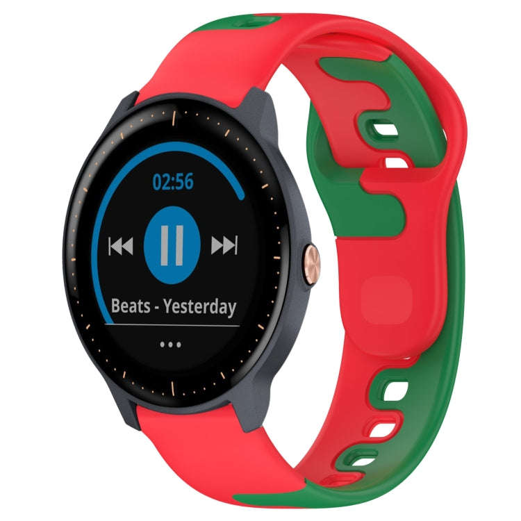 For Garmin Vivoactive3 Music 20mm Double Color Silicone Watch Band(Red+Green)