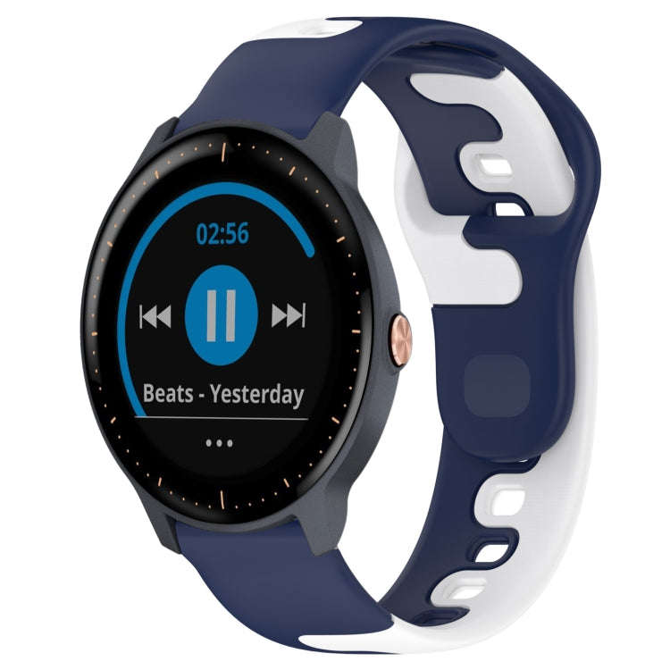 For Garmin Vivoactive3 Music 20mm Double Color Silicone Watch Band(Blue+White)