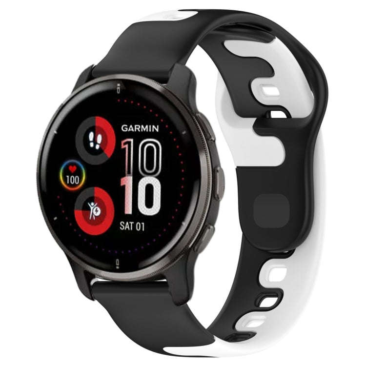 For Garmin Venu 2 Plus 20mm Double Color Silicone Watch Band(Black+White)
