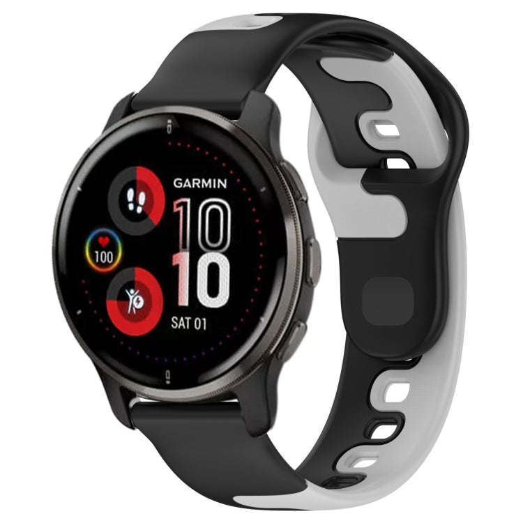 For Garmin Venu 2 Plus 20mm Double Color Silicone Watch Band(Black+Grey)