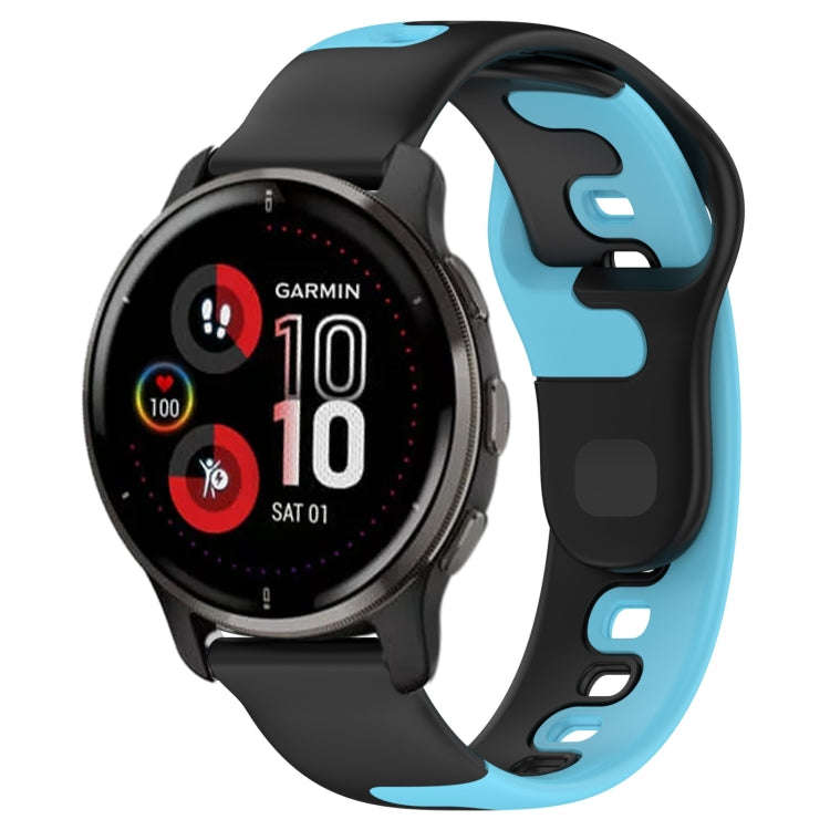 For Garmin Venu 2 Plus 20mm Double Color Silicone Watch Band(Black+Blue)