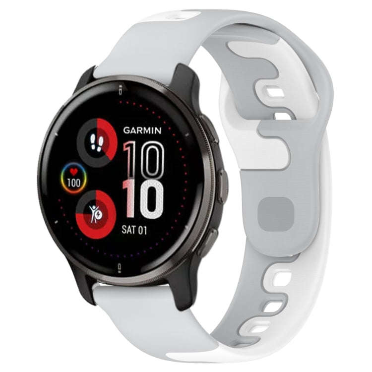 For Garmin Venu 2 Plus 20mm Double Color Silicone Watch Band(Grey+White)