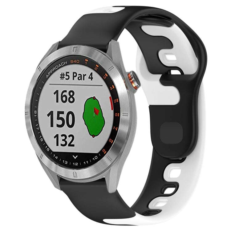 For Garmin Approach S40 20mm Double Color Silicone Watch Band(Black+White)