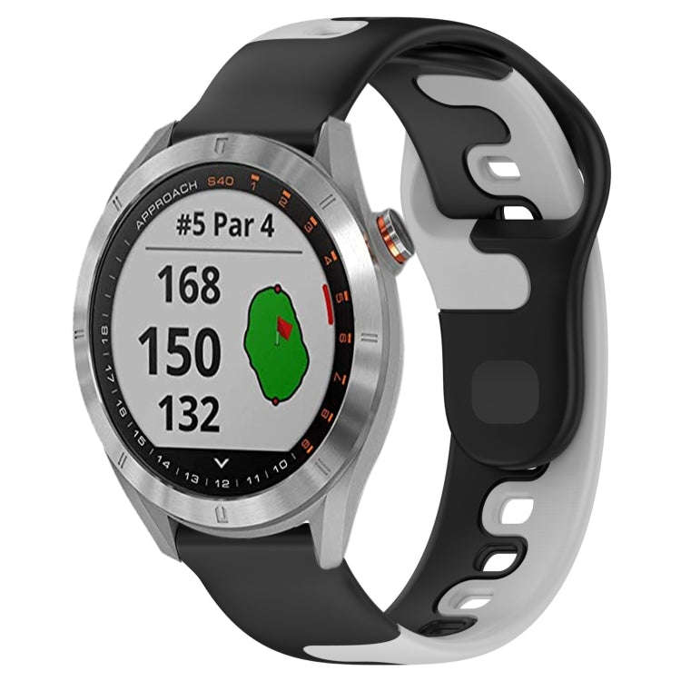 For Garmin Approach S40 20mm Double Color Silicone Watch Band(Black+Grey)