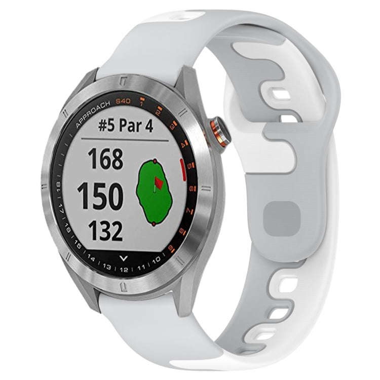 For Garmin Approach S40 20mm Double Color Silicone Watch Band(Grey+White)