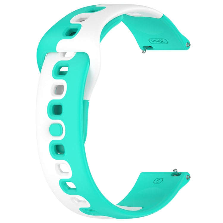 For Garmin Approach S40 20mm Double Color Silicone Watch Band(Cyan+White)
