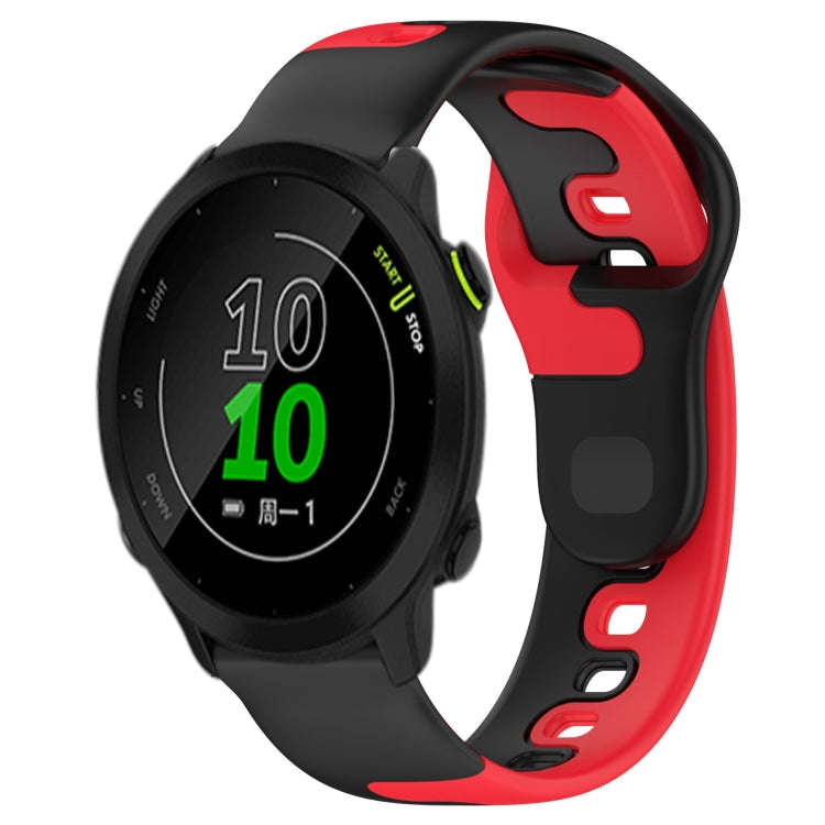 For Garmin Forerunner 158 20mm Double Color Silicone Watch Band(Black+Red)