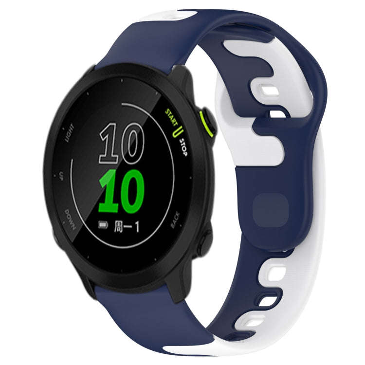 For Garmin Forerunner 158 20mm Double Color Silicone Watch Band(Blue+White)