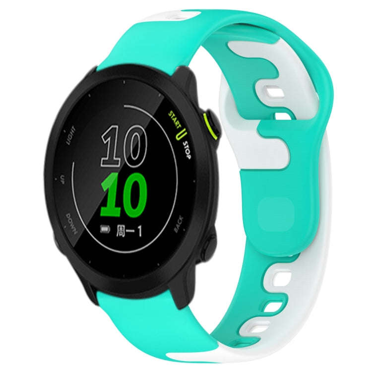 For Garmin Forerunner 158 20mm Double Color Silicone Watch Band(Cyan+White)