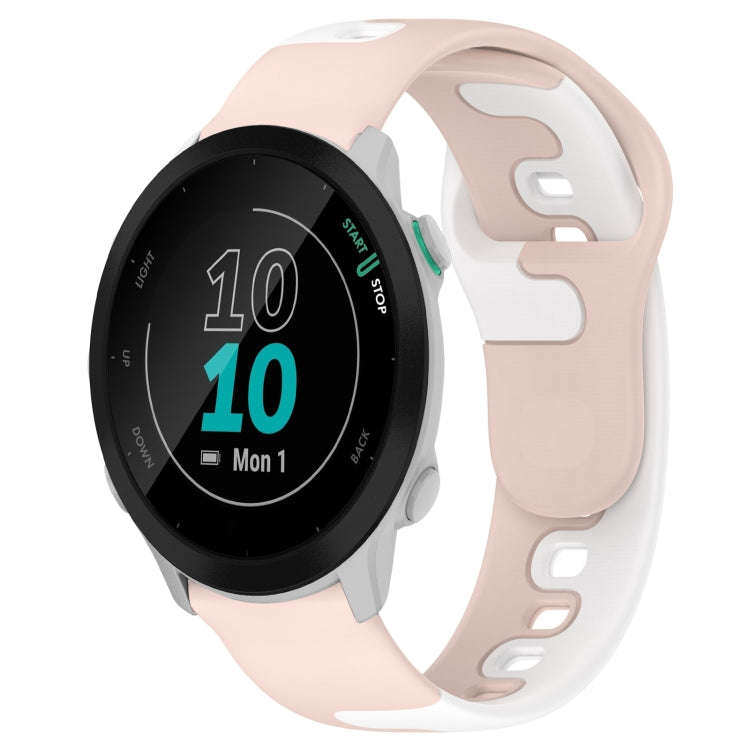 For Garmin Forerunner 55 20mm Double Color Silicone Watch Band(Pink+White)