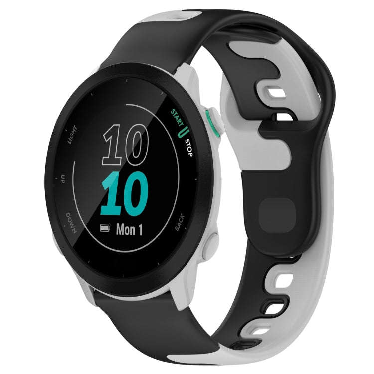 For Garmin Forerunner 55 20mm Double Color Silicone Watch Band(Black+Grey)