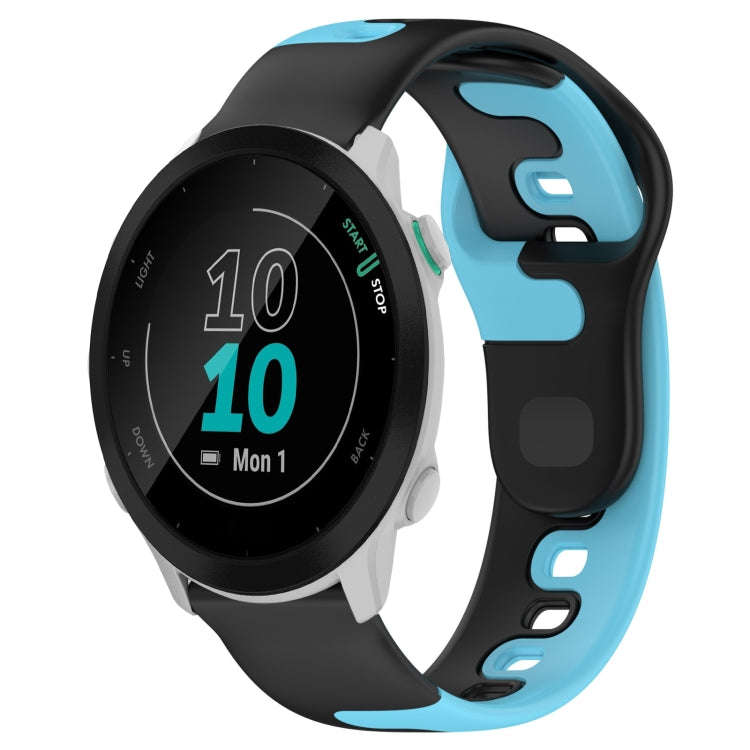 For Garmin Forerunner 55 20mm Double Color Silicone Watch Band(Black+Blue)