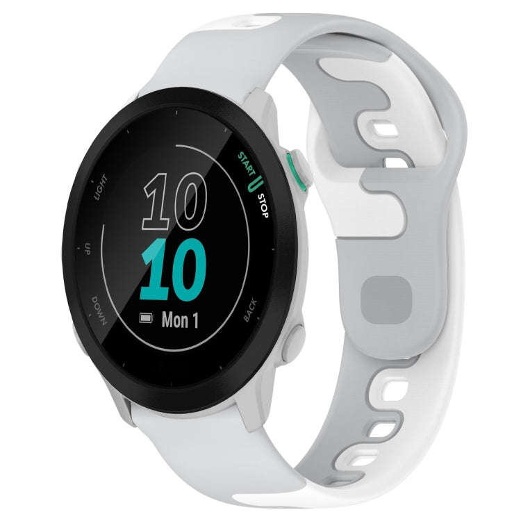For Garmin Forerunner 55 20mm Double Color Silicone Watch Band(Grey+White)