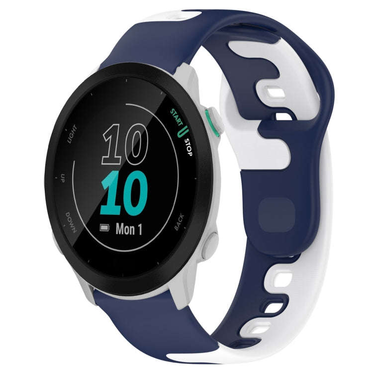 For Garmin Forerunner 55 20mm Double Color Silicone Watch Band(Blue+White)