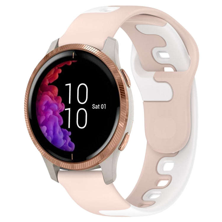 For Garmin Venu 20mm Double Color Silicone Watch Band(Pink+White)